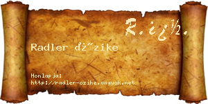 Radler Őzike névjegykártya
